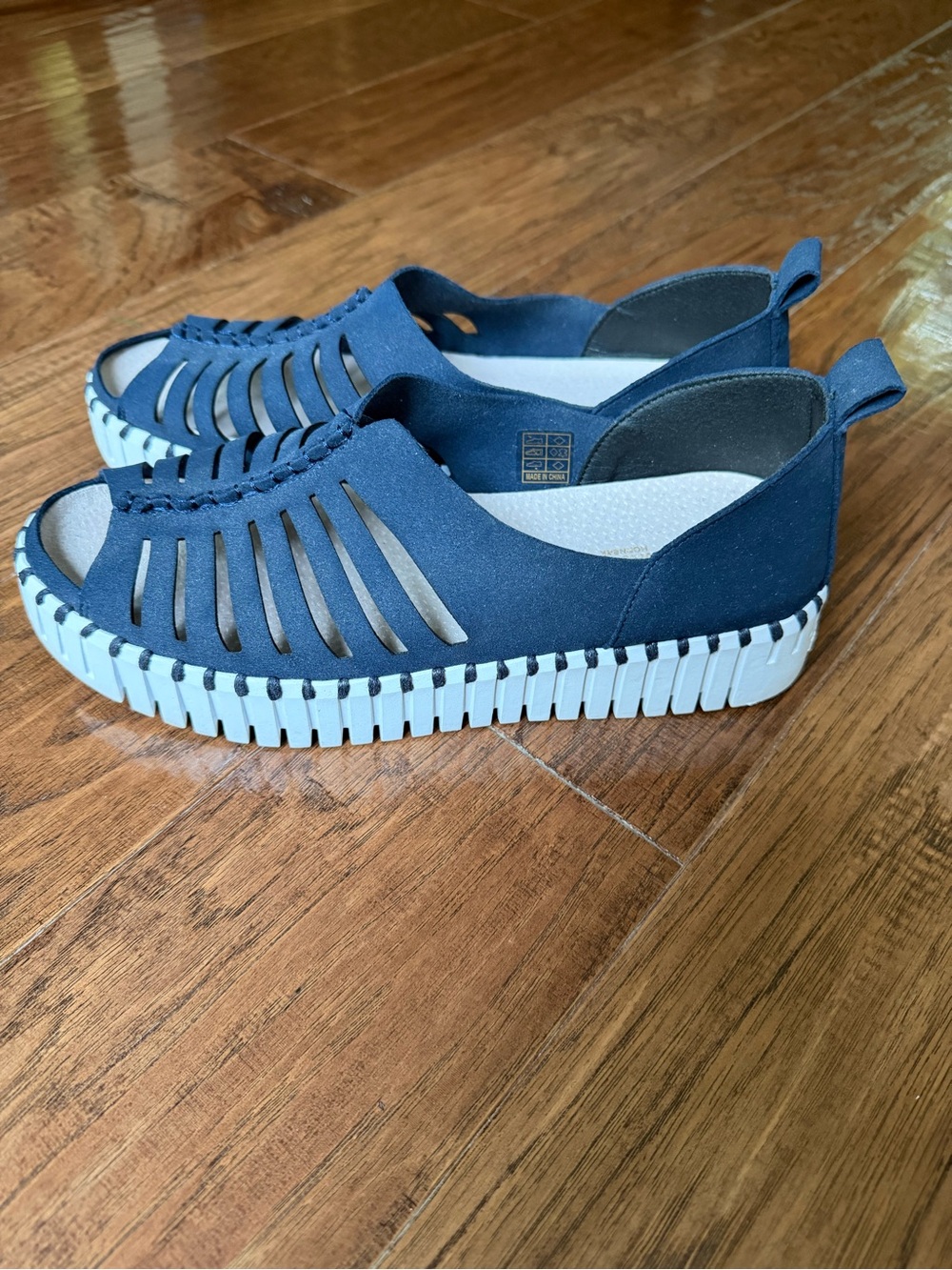 Ilse Jacobsen Navy Blue Cutout Slip-On Platform Shoes